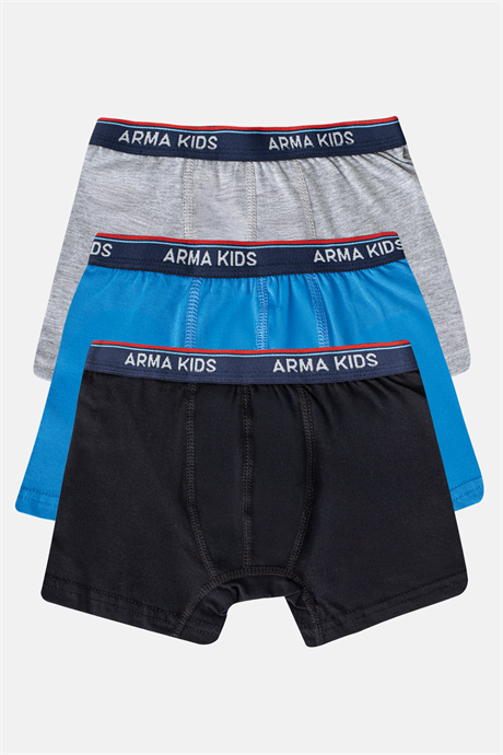 Erkek Çocuk Boxer 3'lü Paket Renkli, Pamuklu ve Likralı Esnek Kumaş