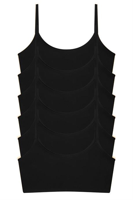 Kız Çocuk Siyah Yarım Atlet Pedsiz Alıştırma Sütyeni Pamuklu Likralı 6'lı Paket