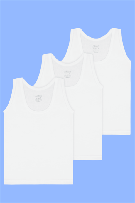 Erkek Çocuk Beyaz Atlet 3'lü Paket %100 Pamuklu Penye